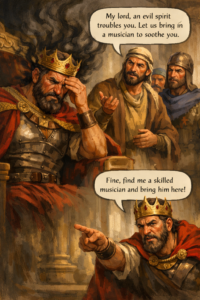 King Saul in search of relief